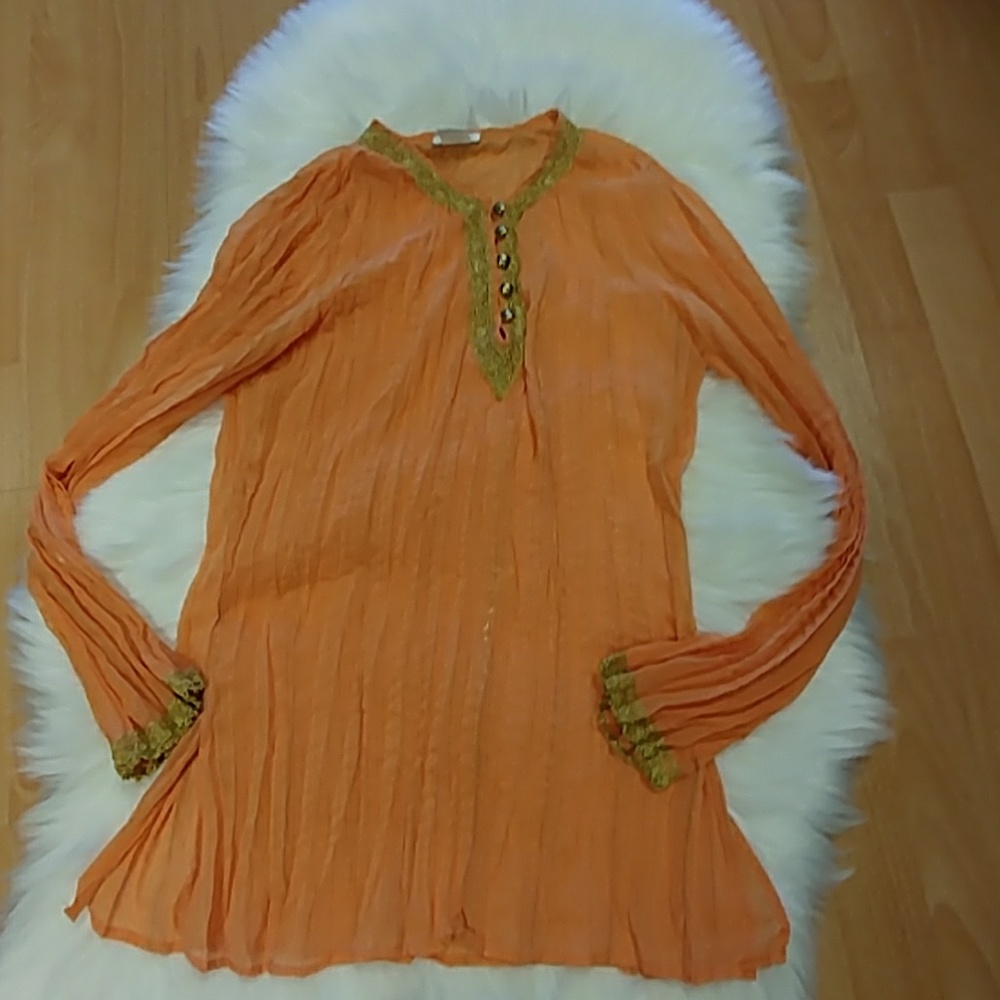 Cache Gauze & Metallic Sheer Blouse - image 7